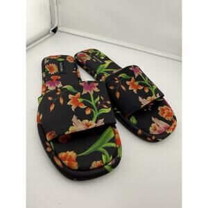 Natori Radial Chikayo Satin Slide Sandal Women's Black/Multi Size US6M EU36.5